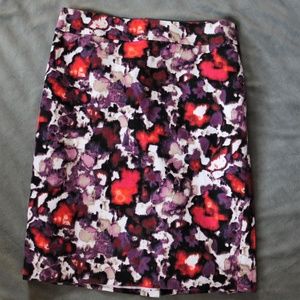 Ann Taylor Watercolor Floral Pencil Skirt